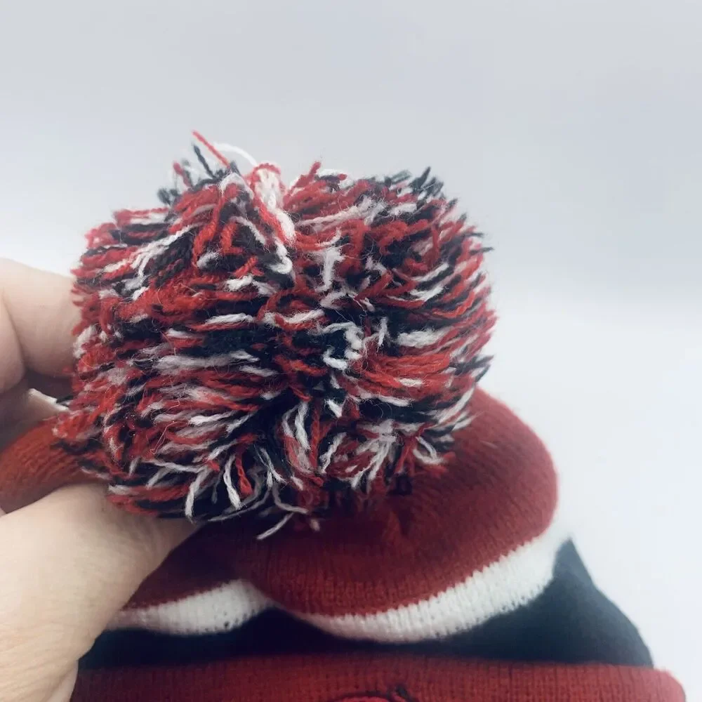Arkansas Razorbacks NCAA Striped Pom Beanie Winter Hat Red Black White YOUTH